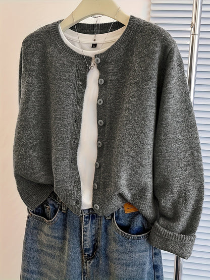Gilet ouvert pour femme, cardigan en maille à manches longues avec fermeture boutonnée, doux et confortable, veste polyvalente décontractée pour la mode automne-hiver