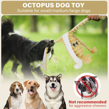 Jouet pour chien en peluche poulpe couineur – Jouet interactif à mâcher pour chiots et chiens, jouet animal doux pour le nettoyage des dents, idéal pour les races de petite, moyenne et grande taille, cadeau mignon, 5 couleurs