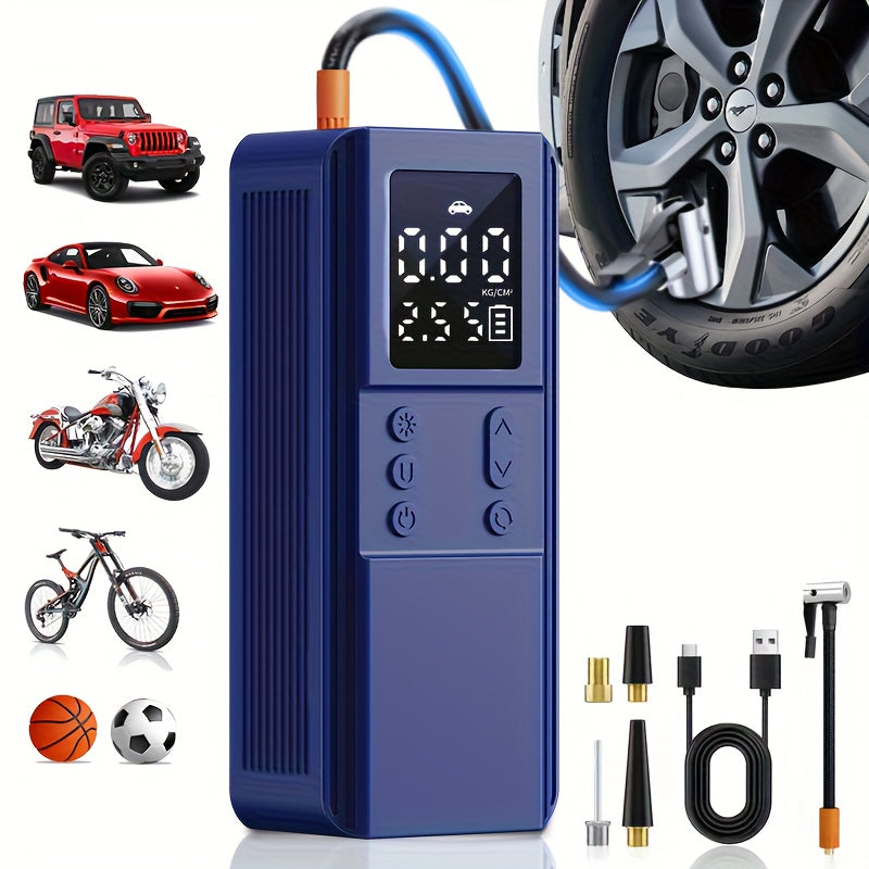 Compresseur d'air portable pour pneus de voiture, vélo, moto et ballons, manomètre numérique, arrêt automatique, versions USB et allume-cigare disponibles