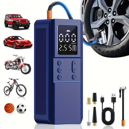Compresseur d'air portable pour pneus de voiture, vélo, moto et ballons, manomètre numérique, arrêt automatique, versions USB et allume-cigare disponibles
