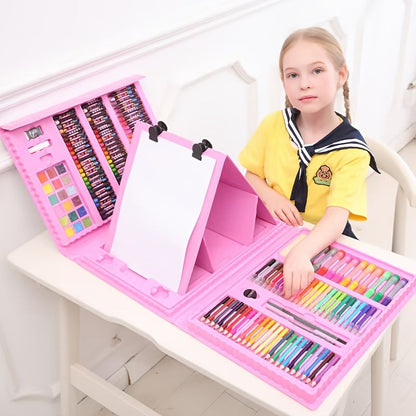 Set de 228 pièces pour activités artistiques pour enfants, kit de dessin et peinture de luxe avec pastels à l'huile, crayons de cire, feutres colorés et acryliques, pinceaux aquarelle et bloc à dessin, cadeau pour enfants