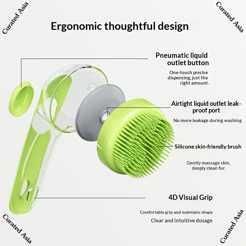 Kit de brosse de bain pour chien 2 pièces - Distributeur de shampoing en silicone souple et brosse à dents à doigt pour chats et chiens, brosse de bain de massage pour poils longs et courts, poils doux et délicats, cadeau de toilettage pour animaux