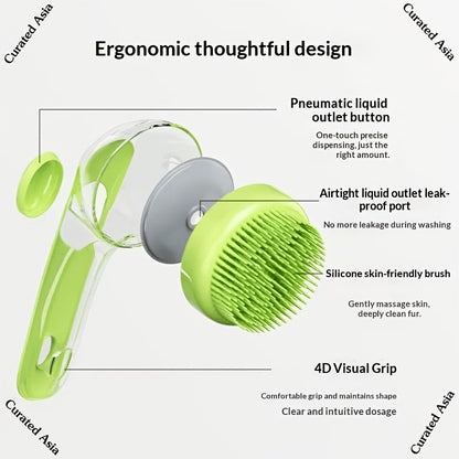Kit de brosse de bain pour chien 2 pièces - Distributeur de shampoing en silicone souple et brosse à dents à doigt pour chats et chiens, brosse de bain de massage pour poils longs et courts, poils doux et délicats, cadeau de toilettage pour animaux