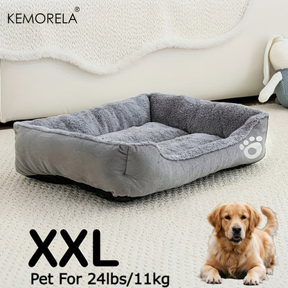 Large Rectangular Dog Bed with Paw Print Design for Small to Medium Dogs – Warm Soft Polyester Pet Bedding, Durable All-Season Dog Mat, Stylish Indoor Dog Bed