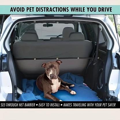 Filet de protection et de rangement pour animaux en voiture - Organisateur réglable en polyester, protection de siège arrière facile à installer pour tous véhicules, tailles M et L pour chiens et chats