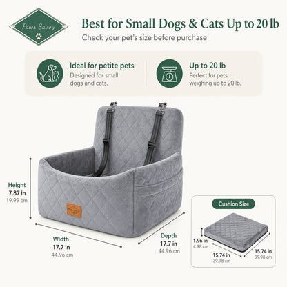 Siège rehausseur pour chien avec sangle de sécurité – Panier de voyage confortable et surélevé pour petits et moyens chiens, design stable et antidérapant, facile à nettoyer, 8 couleurs disponibles