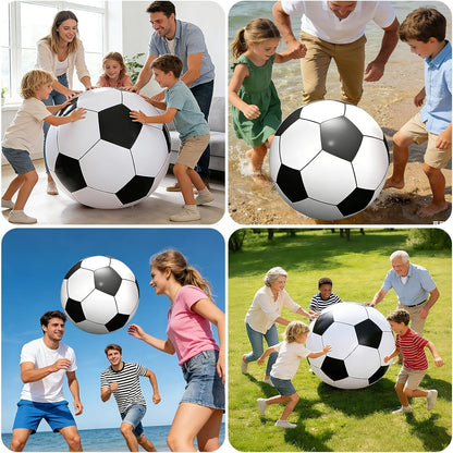 Ballon de football gonflable géant de 102 cm - Jouet d'extérieur extra large pour fêtes à la piscine, jeux de jardin, plage et aire de jeux, ballon de décoration de fête réutilisable pour enfants et adultes