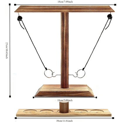 Jeu de lancer d'anneaux en bois pour adultes et enfants - Jeu de crochet et anneaux pour l'intérieur et l'extérieur, montage facile, design en bois naturel, cadeau amusant pour les soirées en famille, au bar ou dans le jardin