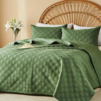 Ensemble de courtepointe d'été rafraîchissante 2-3 pièces, couvre-lit en microfibre légère et respirante – Couvre-lit au motif de pièces moderne, format simple, grand ou très grand, toutes saisons, choix de couleurs, cadeau de vacances pour la famille