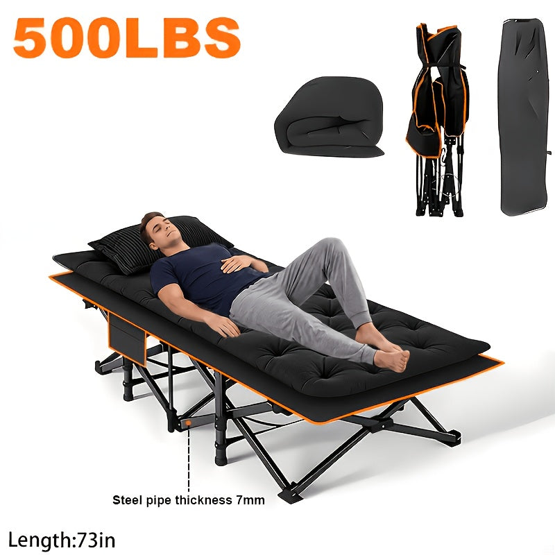 Lit de camp pliant robuste avec matelas pour adultes – Capacité de 500/600/700 lb, lit d'extérieur portable avec sac de transport pour tentes, camping et voyages – 3 modèles, 3 couleurs