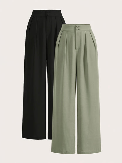 High-Waisted Wide-Leg Pants Two-Piece Set for Women – Trendy Matching Outfit, Casual & Chic Loungewear Coord Set