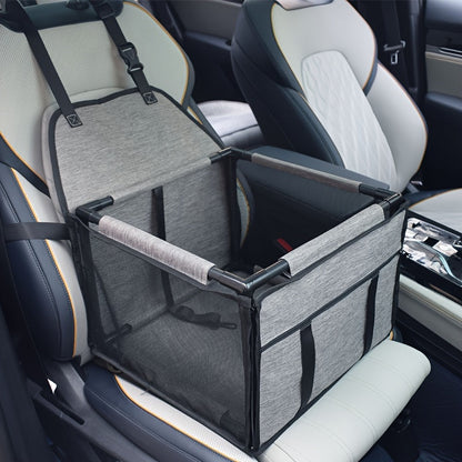Panier de sécurité pour siège auto pour chiens petits et moyens - Siège rehausseur pour animaux de compagnie de haute qualité avec coussin doux, panier sécurisé pour chien en voiture, 7 couleurs : marron, gris, gris, cramoisi, bleu marine, bleu, rayé