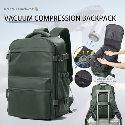 Sac à dos de voyage avec pompe à vide – Sac de transport pour ordinateur portable extensible, grande capacité, gain de place, en tissu Oxford pour hommes et femmes, randonnée, camping et voyage