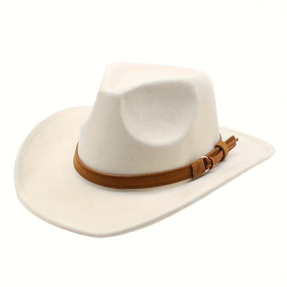 Chapeau de cowboy western rétro à large bord pour hommes et femmes – Chapeau unisexe style Fedora classique pour les voyages décontractés, la plage et les déguisements, disponible en 7 couleurs : marron, noir, kaki, beige, gris, blanc