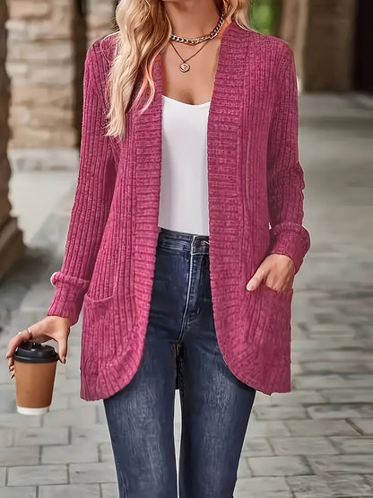 Women's Loose Casual Long Sleeve Blouse Solid Color Pocket Splicing Relaxed Fit Top 10 Colors S-XXL Spring Fall Everyday Wear