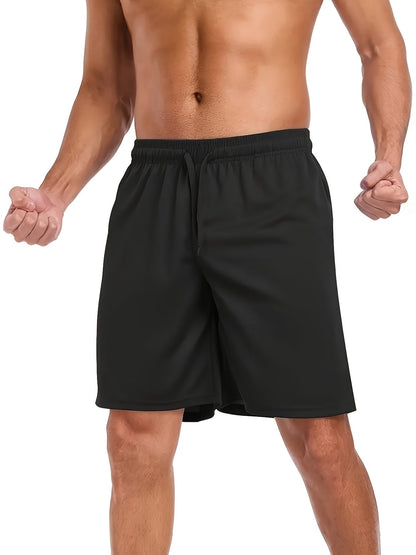 Shorts de sport à séchage rapide pour homme avec poches et taille ajustable – Shorts de training, running et salle de sport légers et coupe ample pour hommes et adolescents, 100 % polyester, couleurs unies, lavables en machine, lot de 10 en gros