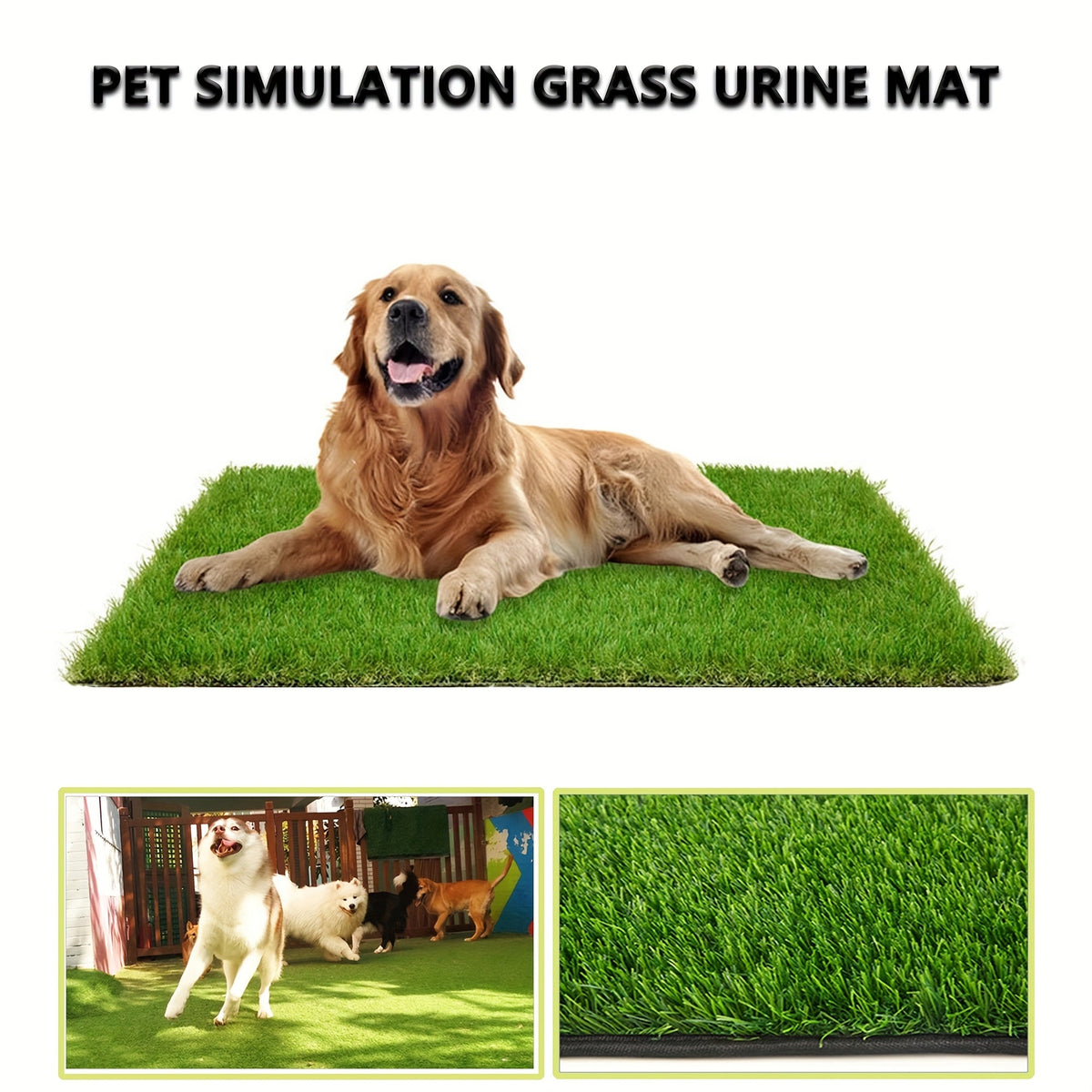 Tapis de propreté en gazon pour chien – Gazon artificiel pour toilettes d'intérieur et d'extérieur, bac à déjections antidérapant et facile à nettoyer pour chiens de petite, moyenne et grande taille, idéal pour balcon d'appartement ou jardin