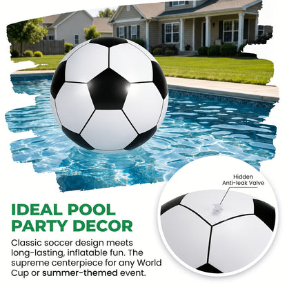 Ballon de football gonflable géant de 102 cm - Jouet d'extérieur extra large pour fêtes à la piscine, jeux de jardin, plage et aire de jeux, ballon de décoration de fête réutilisable pour enfants et adultes