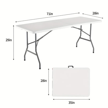 Table pliante de 1,2 m ou 1,8 m, table de camping extérieure robuste et portable avec pieds verrouillables, table pliable en plastique légère pour pique-nique, fête, camping-car, repas, événements – Blanc