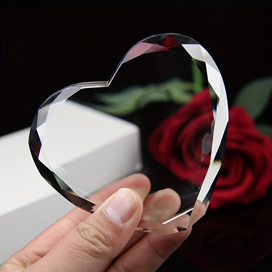 Portrait photo en verre en forme de cœur gravé au laser – Souvenir personnalisé pour animal de compagnie ou proche, cadeau d'anniversaire ou de remise de diplôme, ornement en cristal transparent de style européen avec votre propre photo