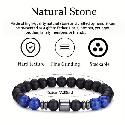 Lot de 12 bracelets en perles de pierre naturelle œil de tigre pour hommes et femmes – Bracelet bohème réglable de 8 mm avec perles noires, bijou de poignet unisexe aux tons terreux, cadeau de fête des pères idéal pour la famille