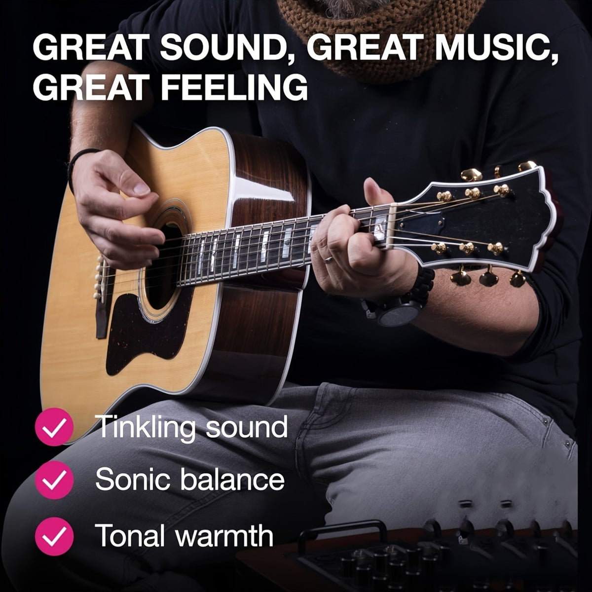 Jeu de cordes pour guitare acoustique – Finition bronze, âme hexagonale, tirant .010 forte tension, filage simple non revêtu pour un son riche et ample et une durabilité longue durée