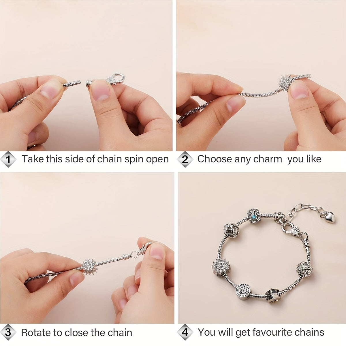 Kit de 40 pièces pour bracelets à chaîne serpent DIY – Bracelets à breloques perlées réglables avec chaînette d'extension en cœur, fournitures de bijoux en gros pour loisirs créatifs, cadeaux et projets de bijoux faits main