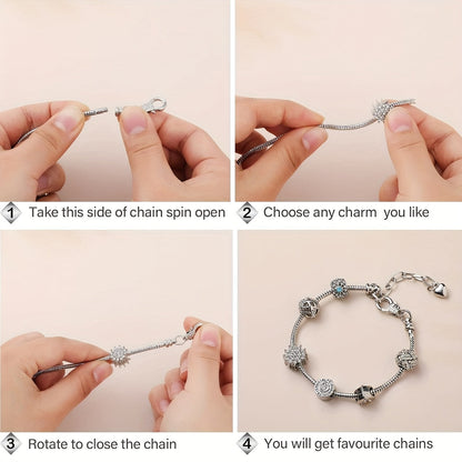 Kit de 40 pièces pour bracelets à chaîne serpent DIY – Bracelets à breloques perlées réglables avec chaînette d'extension en cœur, fournitures de bijoux en gros pour loisirs créatifs, cadeaux et projets de bijoux faits main