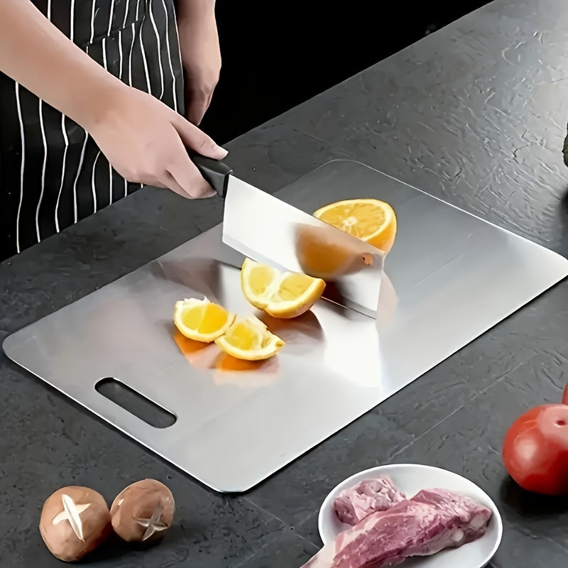 Stainless Steel Cutting Board Set of 3 Premium BPA-Free Rust-Resistant Easy to Clean Space-Saving Kitchen Chopping Boards for Meat Vegetables Fruit Food Prep