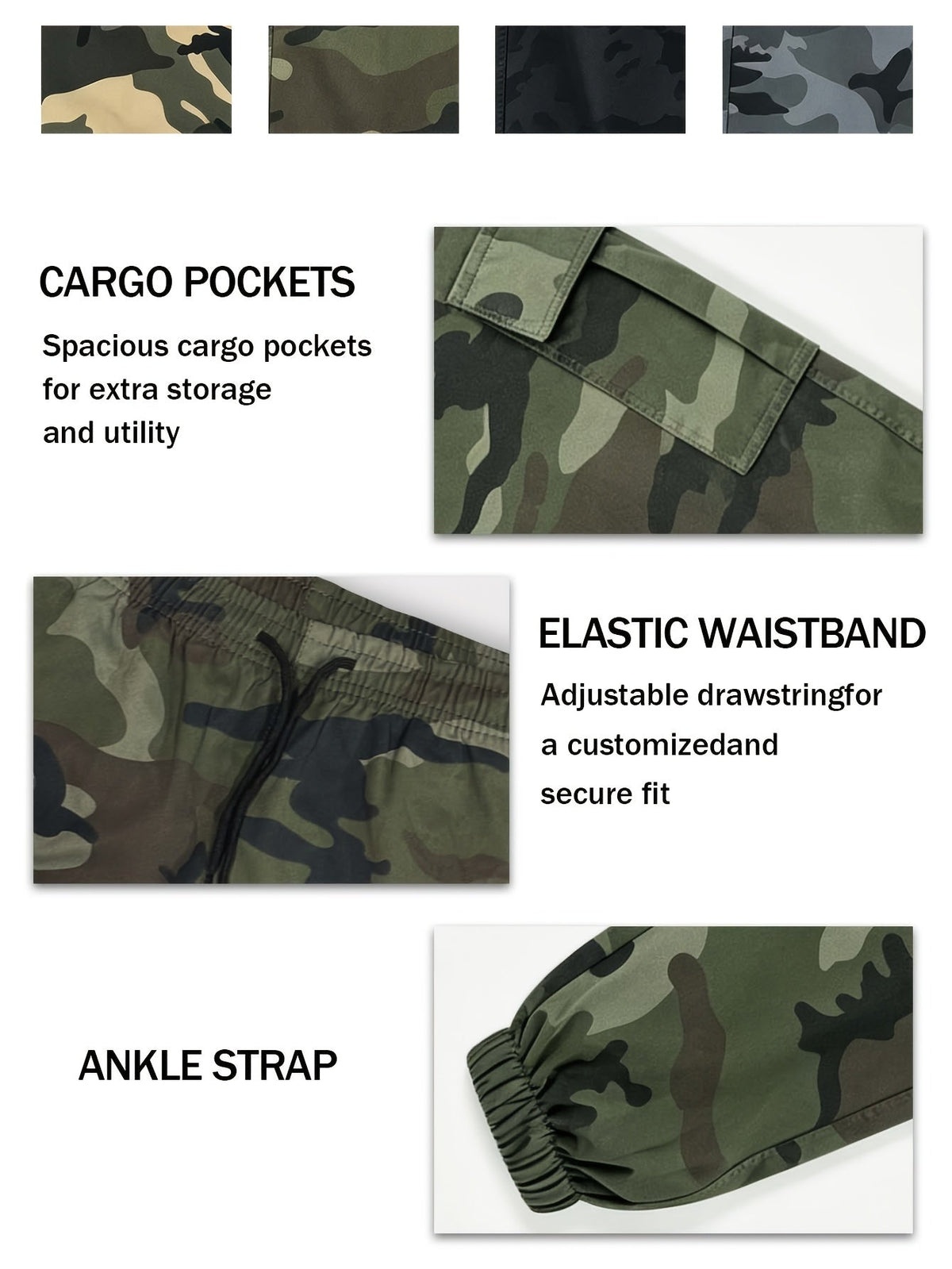 Pantalon cargo camouflage pour femme – Pantalon long décontracté pour la randonnée et le plein air, léger et respirant, multipoches, taille élastique, XS-XXL, camouflage