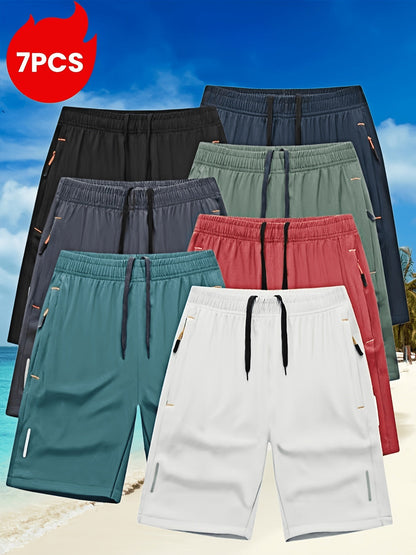 Shorts de sport à séchage rapide pour homme avec poches – Short de gym léger à cordon de serrage pour la course, l'entraînement et le quotidien, 7 couleurs, tailles S-XXL, coupe confort gaufrée
