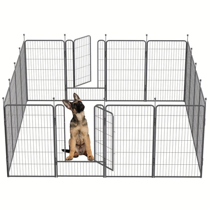 Parc pour chiens robuste en métal – Enclos pliable et portable pour chiens de petite, moyenne et grande taille, 8 ou 16 panneaux, aucun assemblage requis, idéal pour l'intérieur, l'extérieur, le jardin, le camping ou en véhicule récréatif