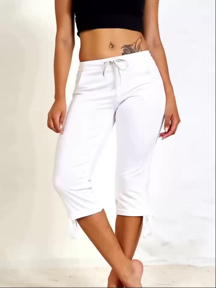 Lot de 4 pantalons courts légers pour femme – Pantacourts amples à taille cordon, bas d'été décontractés et respirants, tailles S-XXL, assortiments de couleurs variés