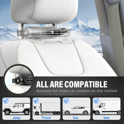 Ventilateur de voiture USB sans pales à 3 vitesses, refroidissement silencieux – Ventilateur de siège plug-and-play avec câble USB, restez au frais dans les embouteillages, ajustement universel pour tous les modèles de voiture, blanc et noir
