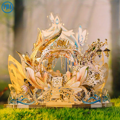 Kit de puzzle en métal 3D - Série Princesse et Elfe « Angel Story » avec présentoir - Modèle réduit à assembler pour adultes - Trône, château ou carrosse elfique - Cadeau unique pour un anniversaire, Noël ou le Nouvel An