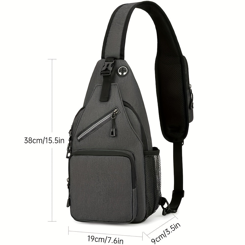 Sac à bandoulière grande capacité pour hommes et femmes – Sac de voyage polyvalent style sport brodé avec fermeture éclair sécurisée, idéal pour les trajets quotidiens mains libres et les activités en plein air, plusieurs coloris disponibles