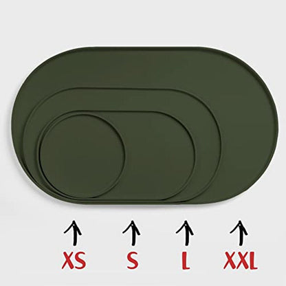 Tapis de gamelle imperméable en silicone pour chien avec bords surélevés - Tapis d'alimentation antidérapant pour nourriture et eau, 48 x 28 cm, protection de sol facile à nettoyer pour chiens et chats, vert kaki