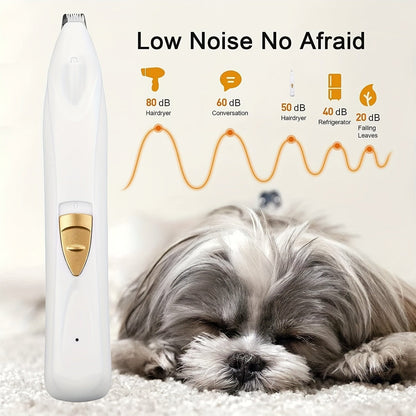 Tondeuse électrique pour animaux avec éclairage LED, rechargeable par USB, silencieuse, pour les yeux, le visage, les oreilles et les pattes de chiens et chats – Kit de toilettage professionnel sans fil