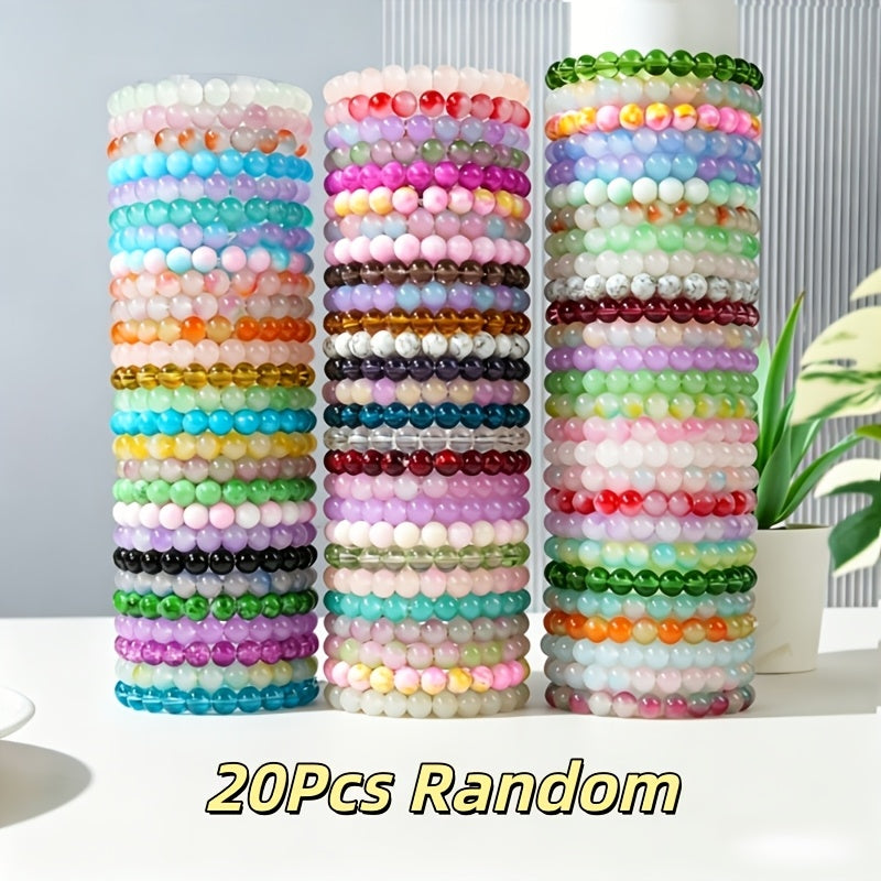 Lot de 20 bracelets bohèmes en perles de verre pour femme – Joncs élastiques empilables faits main et colorés de 8 mm, bijoux de plage estivaux multicouches, parfaits pour les vacances, les fêtes, le quotidien et les cadeaux