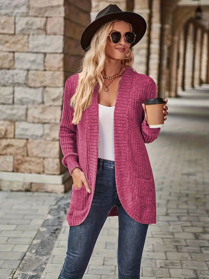 Women's Loose Casual Long Sleeve Blouse Solid Color Pocket Splicing Relaxed Fit Top 10 Colors S-XXL Spring Fall Everyday Wear