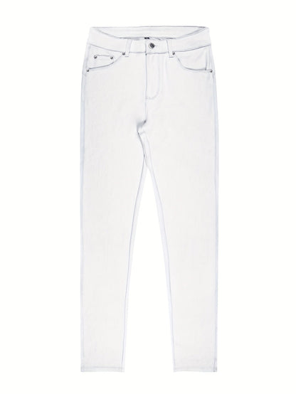 Jean skinny stretch taille haute pour femme, détail bouton en métal, style urbain, pantalon en jean coupe ajustée, 10 couleurs, S-XXL