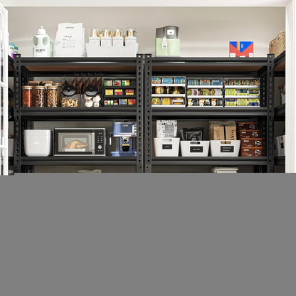 Étagère de rangement robuste en métal à 5 niveaux pour garage, 907 kg (2000 lb) – Étagère de rangement en acier réglable de 152 à 183 cm pour garage, sous-sol, garde-manger, cuisine et entrepôt, assemblage sans outils, noir