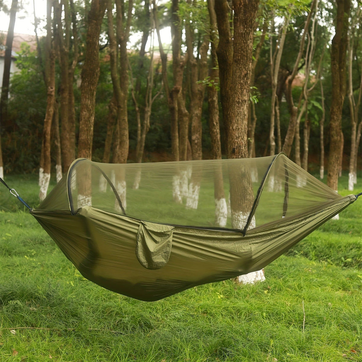 Hamac de camping double 3-en-1 avec moustiquaire et pare-soleil – Léger, portable et durable, idéal pour le camping, la randonnée, le trekking et les pique-niques dans les parcs, 7 coloris au choix