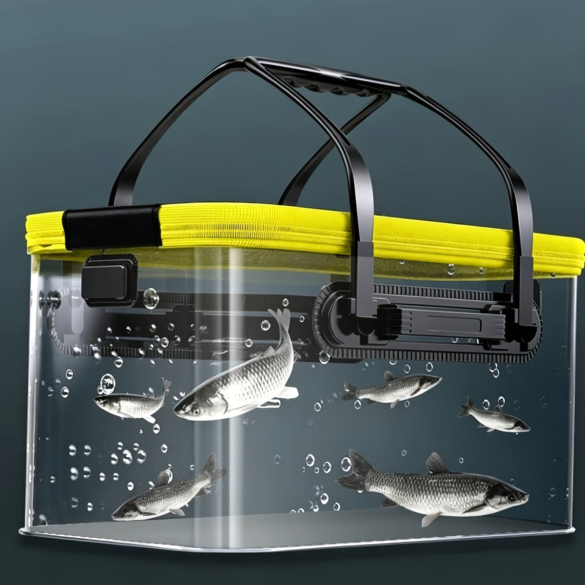 Seau à poisson pliable – Récipient portable en EVA pour poissons vivants et appâts, conteneur de pêche pliable pour le camping en plein air, pêche en eau douce et en eau salée
