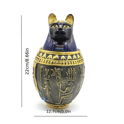Urne funéraire pour animaux, figurine du dieu égyptien Anubis - Urne commémorative décorative en résine pour cendres de chat et de chien, pot souvenir unique pour la maison, cadeau de sympathie significatif pour la perte d'un animal