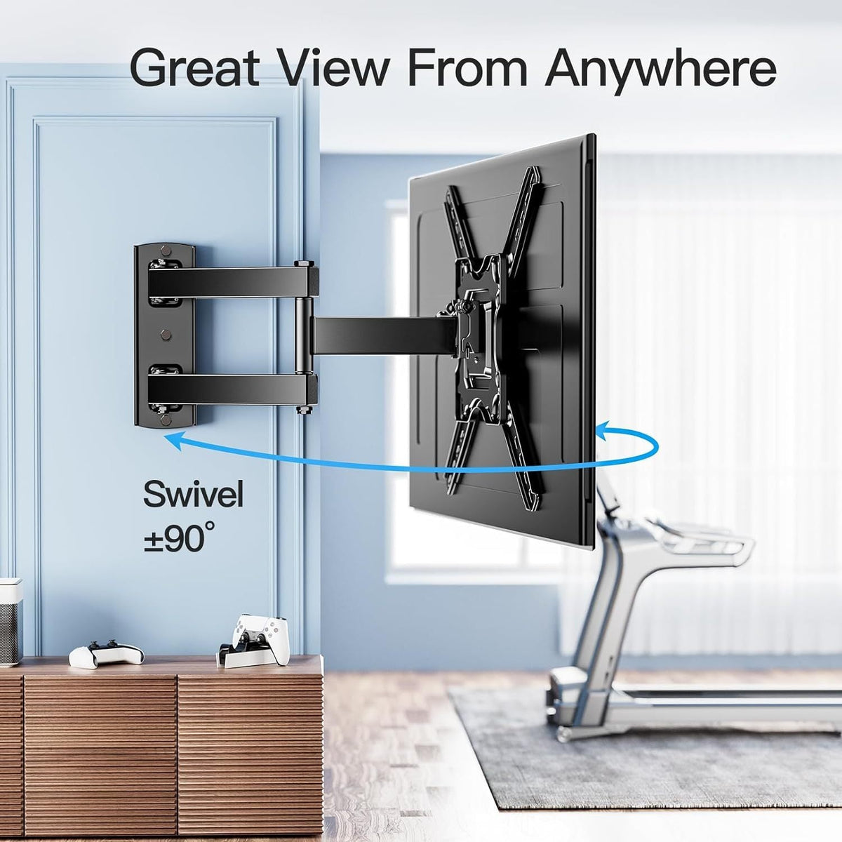Support mural articulé pour téléviseur de 26 à 60 pouces jusqu'à 35 kg, pivotant, inclinable et extensible, support TV en acier inoxydable, VESA max 400x400 mm, compatible avec la plupart des téléviseurs à écran plat et incurvé