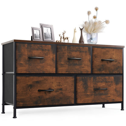 Meuble à tiroirs avec cadre en métal et dessus en bois massif – Organisateur de rangement pour bureau à domicile, 2 à 10 tiroirs, assemblage requis – Blanc, gris, noir, brun rustique – Caisson de rangement pour chambre, salon et bureau
