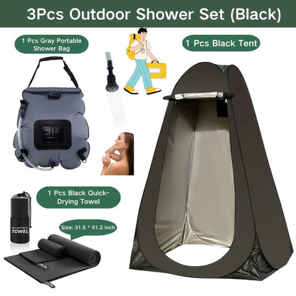 Toilettes de camping portables et tente d'intimité – Tente WC escamotable pour adultes avec 12 sacs, piquets de sol, cordes coupe-vent et tapis isolant, toilettes pliables pour le camping, les voyages et la randonnée
