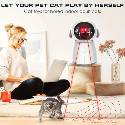 Jouet laser double rechargeable pour chat et chien – Jouet interactif à détection de mouvement automatique avec 3 modes de vitesse, capteur de 4 mètres, tête réglable pour chats, chatons et chiens d'intérieur