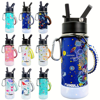16oz Kids Stainless Steel Water Bottle – Vacuum Insulated, 3D Printed Design, Leak-Proof & BPA-Free, Cold 24H Hot 12H, Fun Styles for Boys & Girls – Perfect Gift for Students, School & Outdoor Activities